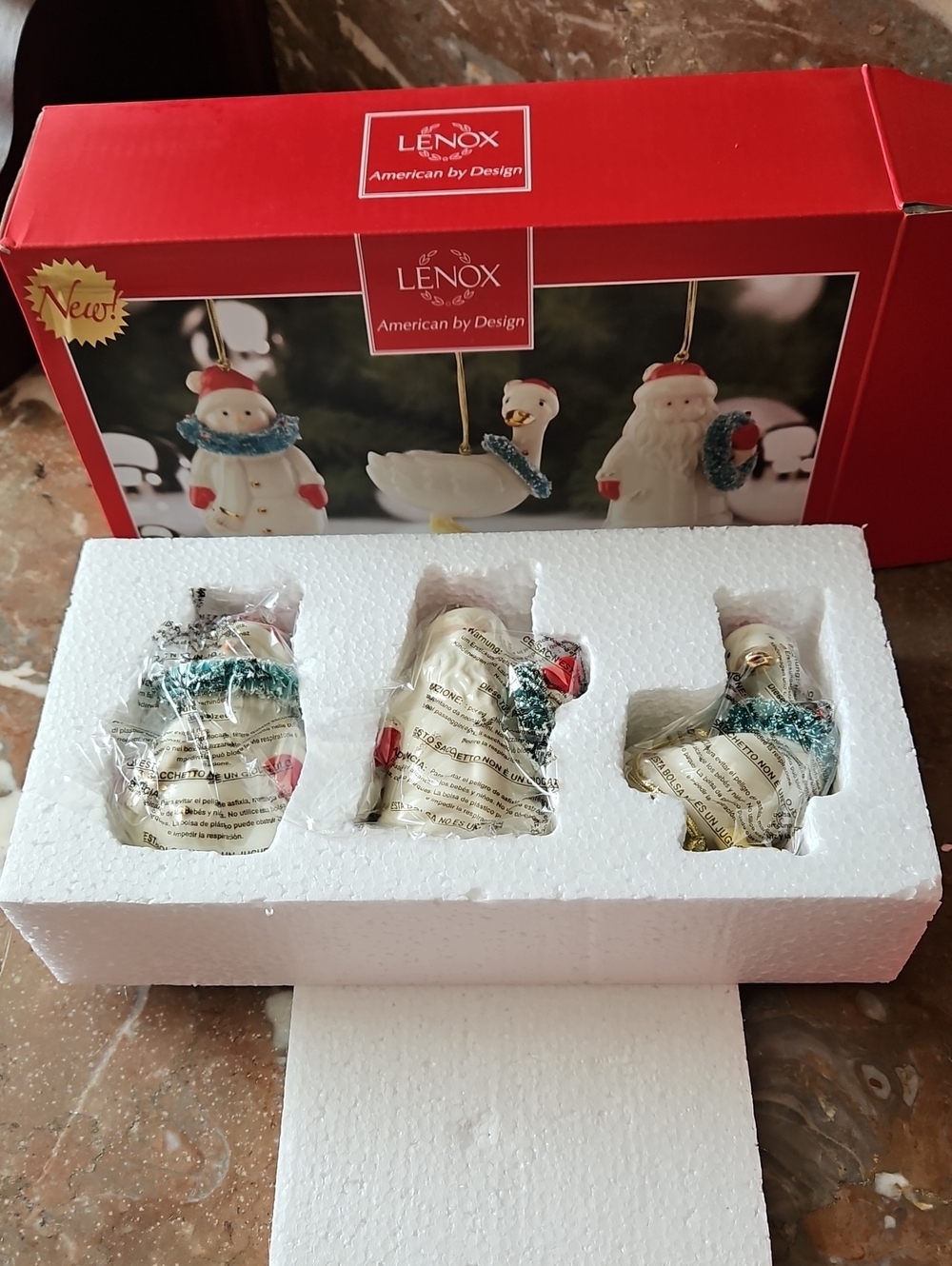 NWT Verry Berry Merry Christmas Ornaments Snowman, Santa, Goose Set Of 3